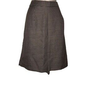Vintage Gianfranco Bassi Knee Length Skirt Size 16 Houndstooth Blue Brown NOS